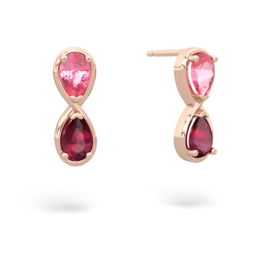 pink sapphire-ruby infinity earrings