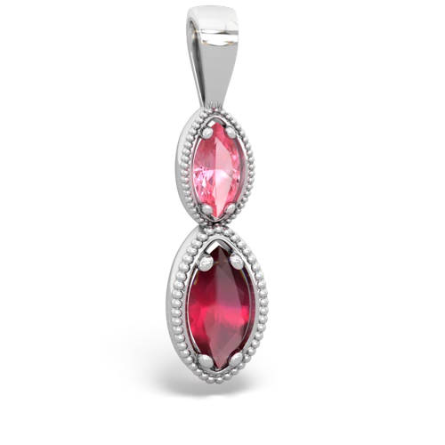 pink sapphire-ruby antique milgrain pendant