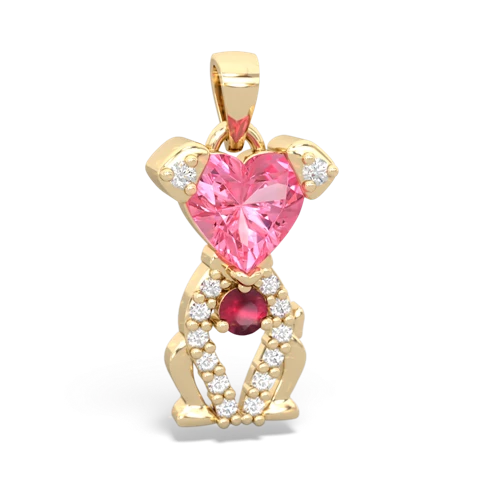 pink sapphire-ruby birthstone puppy pendant