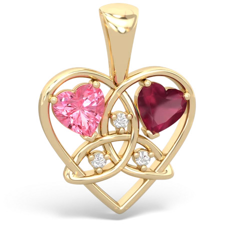 pink sapphire-ruby celtic heart pendant