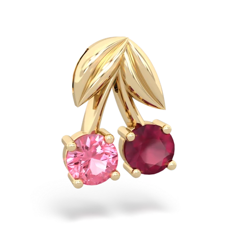 pink sapphire-ruby cherries pendant
