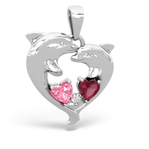 pink sapphire-ruby dolphins pendant