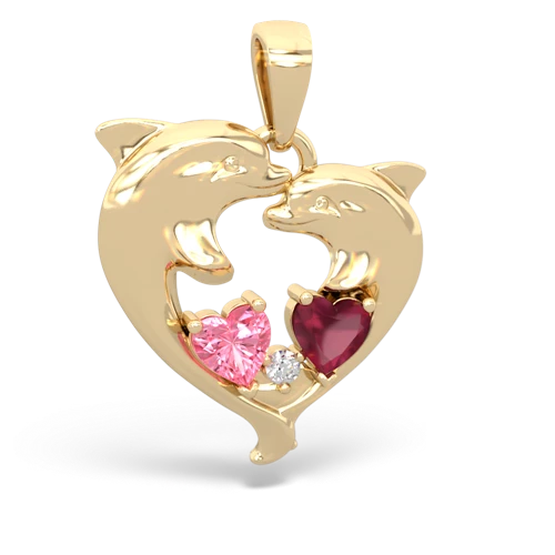 pink sapphire-ruby dolphins pendant