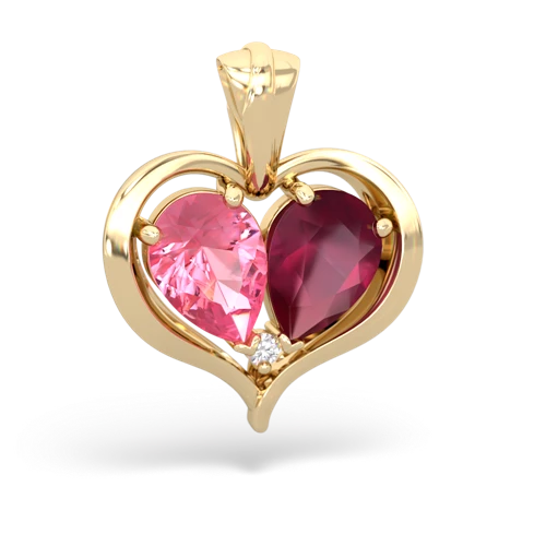 pink sapphire-ruby half heart whole pendant