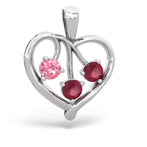 Lab Pink Sapphire Lab Created Pink Sapphire with Genuine Ruby and Genuine Opal Glowing Heart pendant Pendant