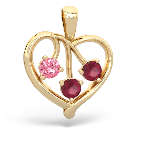 pink sapphire-ruby love heart pendant