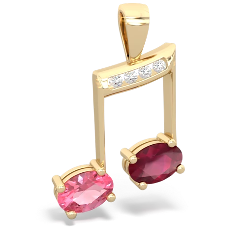 pink sapphire-ruby music notes pendant