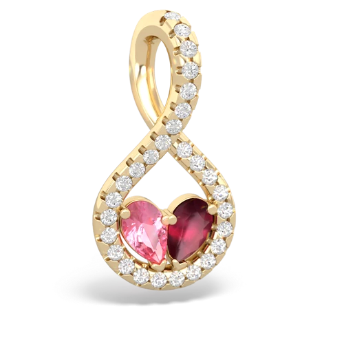 pink sapphire-ruby pave twist pendant