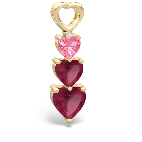 Lab Pink Sapphire Lab Created Pink Sapphire with Genuine Ruby and Lab Created Pink Sapphire Past Present Future pendant Pendant