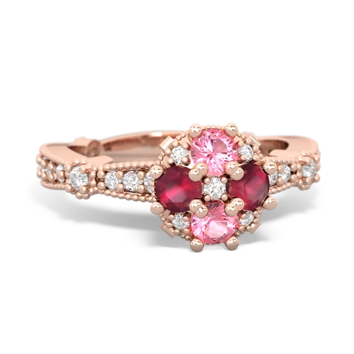 pink sapphire-ruby art deco engagement ring