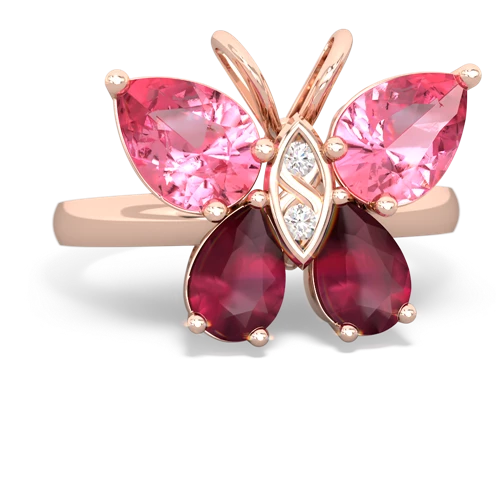 pink sapphire-ruby butterfly ring