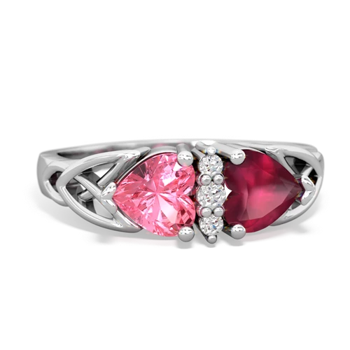 pink sapphire-ruby celtic ring