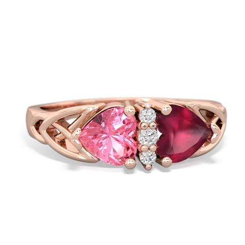 pink sapphire-ruby celtic ring