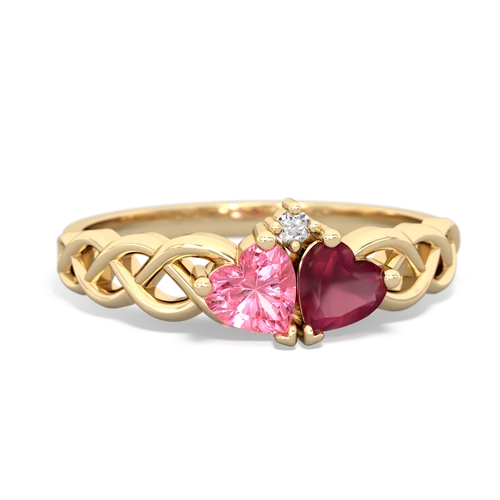 pink sapphire-ruby celtic braid ring
