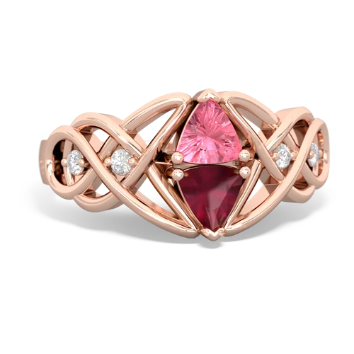 pink sapphire-ruby celtic knot ring
