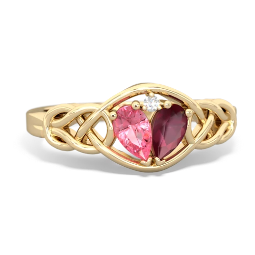 pink sapphire-ruby celtic knot ring