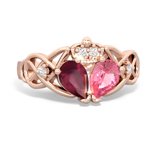 pink sapphire-ruby claddagh ring