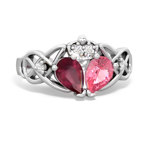 pink sapphire-ruby claddagh ring