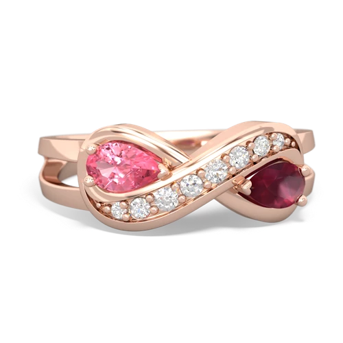 pink sapphire-ruby diamond infinity ring
