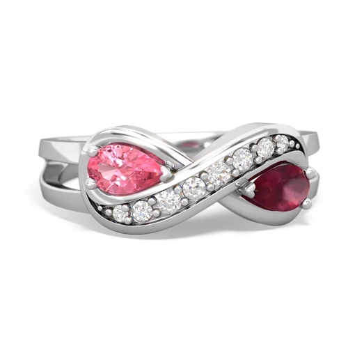 pink sapphire-ruby diamond infinity ring