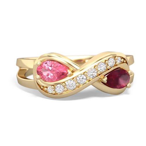 pink sapphire-ruby diamond infinity ring