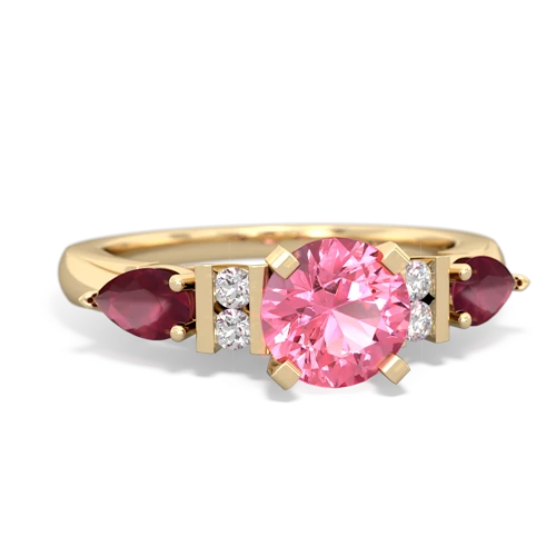 Lab Pink Sapphire Lab Created Pink Sapphire with Genuine Ruby and Lab Created Pink Sapphire Engagement ring Ring