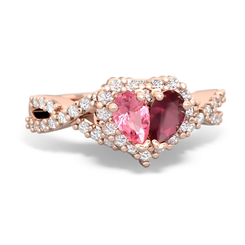 pink sapphire-ruby engagement ring