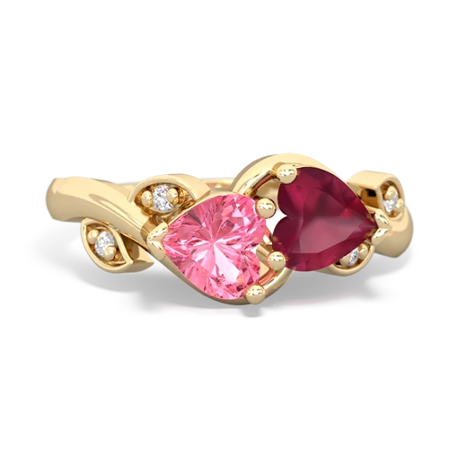 pink sapphire-ruby floral keepsake ring