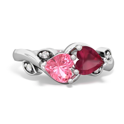 pink sapphire-ruby floral keepsake ring