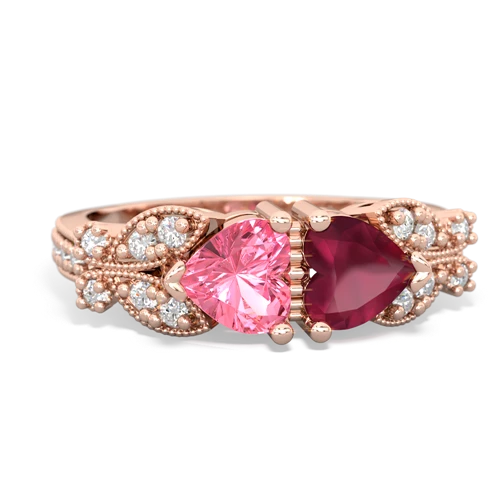 pink sapphire-ruby keepsake butterfly ring