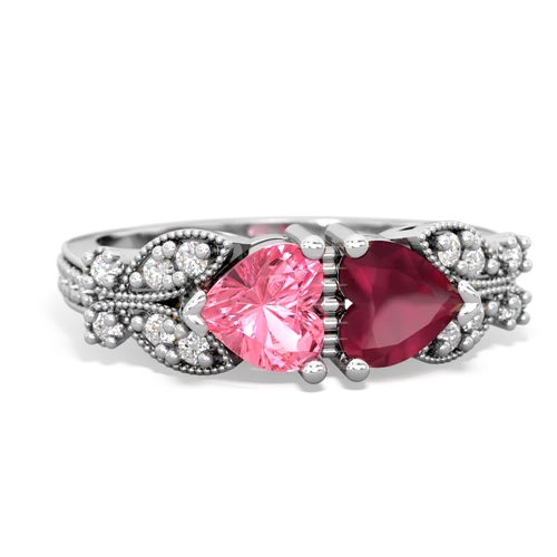 pink sapphire-ruby keepsake butterfly ring