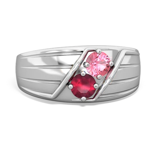 pink sapphire-ruby mens ring