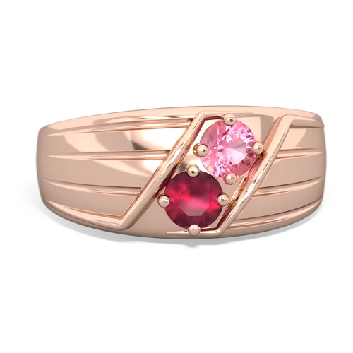 pink sapphire-ruby mens ring