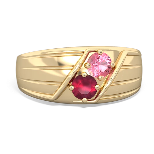 pink sapphire-ruby mens ring