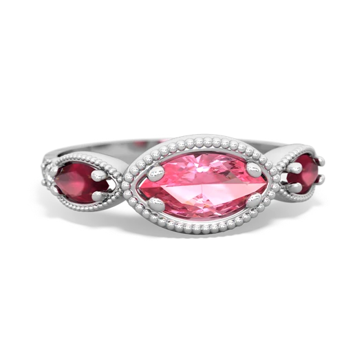 pink sapphire-ruby milgrain marquise ring