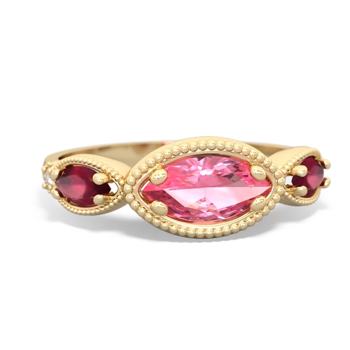 pink sapphire-ruby milgrain marquise ring