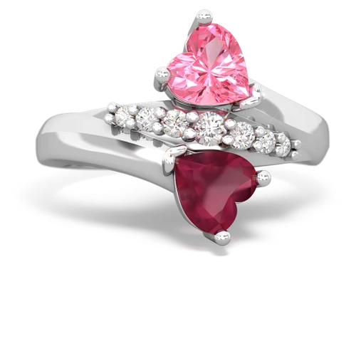 pink sapphire-ruby modern ring