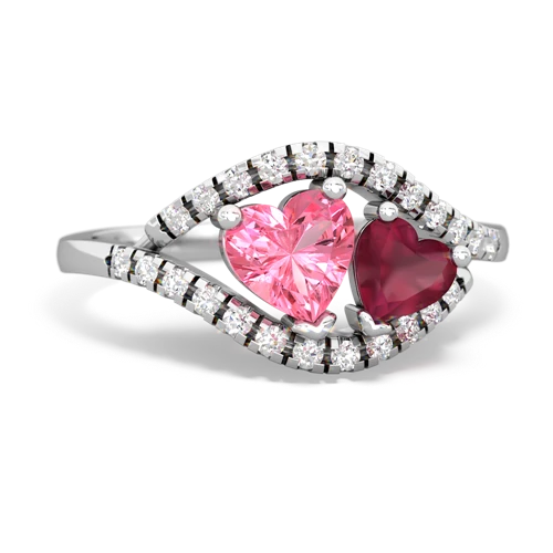 pink sapphire-ruby mother child ring