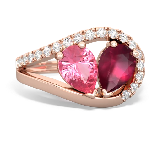 pink sapphire-ruby pave heart ring