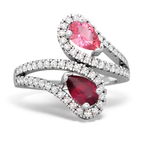 pink sapphire-ruby pave swirls ring