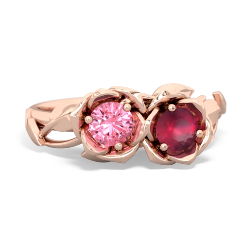 pink sapphire-ruby roses ring