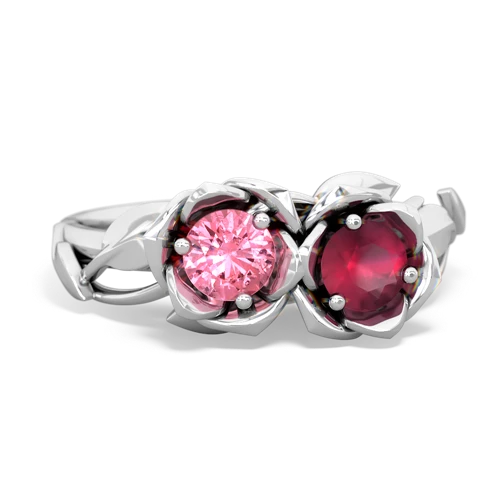 pink sapphire-ruby roses ring