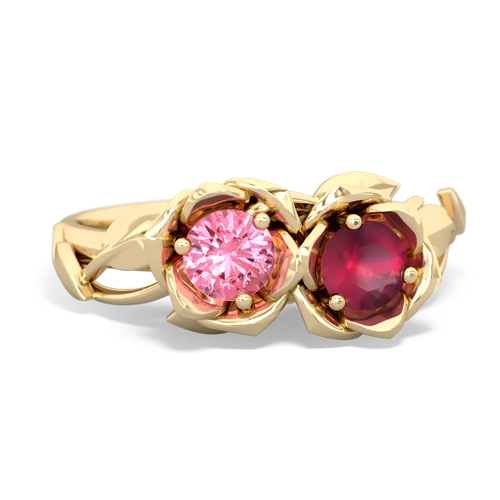 pink sapphire-ruby roses ring
