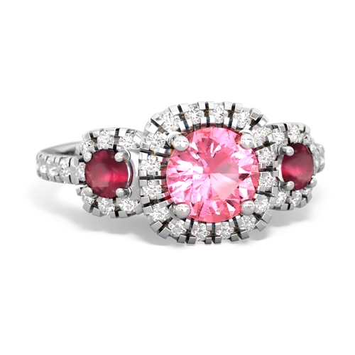 pink sapphire-ruby three stone regal ring