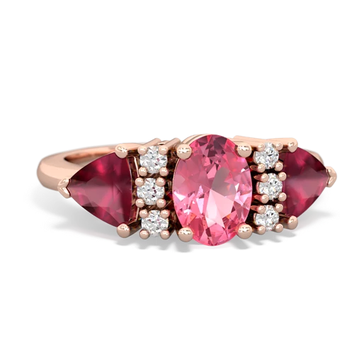 Lab Pink Sapphire Lab Created Pink Sapphire with Genuine Ruby and Genuine Opal Antique Style Three Stone ring Ring