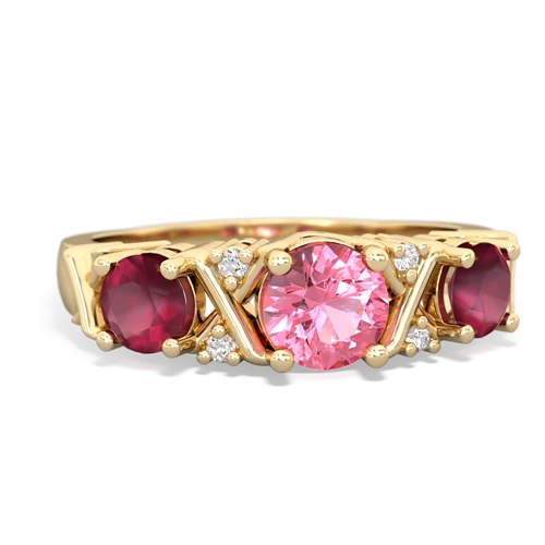 Lab Pink Sapphire Lab Created Pink Sapphire with Genuine Ruby and Lab Created Pink Sapphire Hugs and Kisses ring Ring
