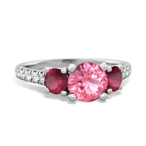 Lab Pink Sapphire Lab Created Pink Sapphire with Genuine Ruby and Lab Created Pink Sapphire Pave Trellis ring Ring