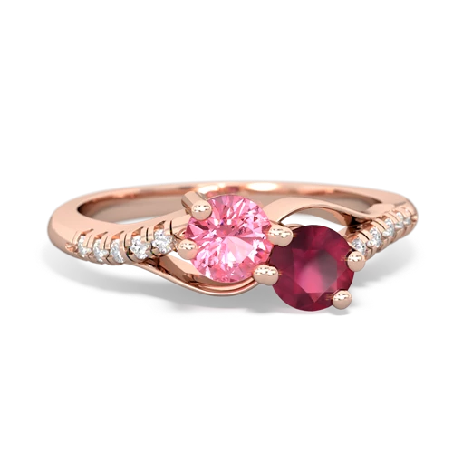 pink sapphire-ruby two stone infinity ring