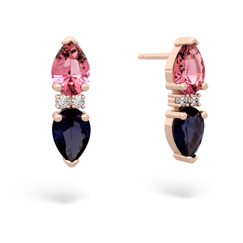 pink sapphire-sapphire bowtie earrings