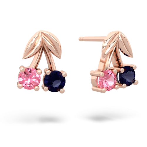 pink sapphire-sapphire cherries earrings